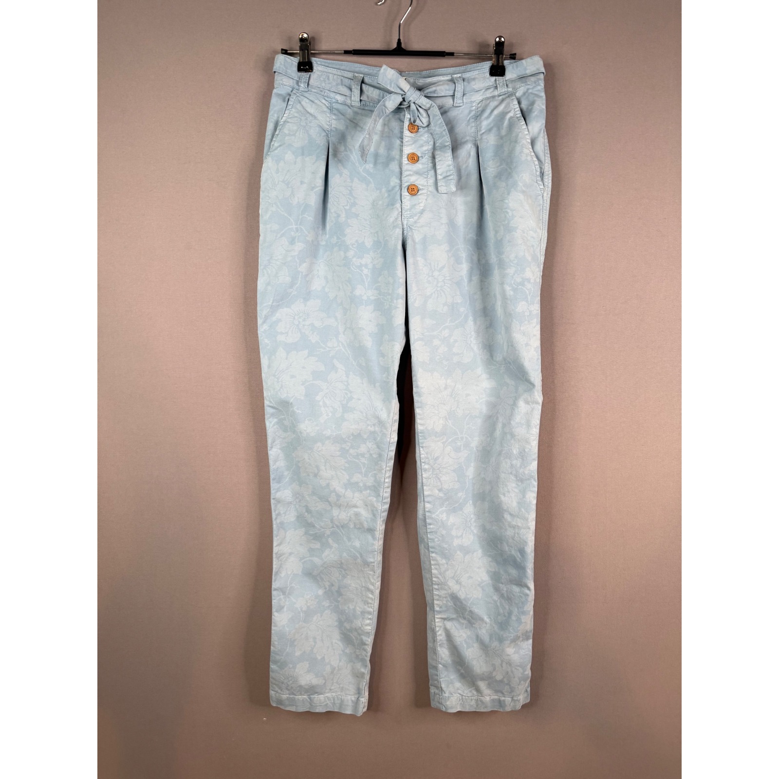 Sundance Bastille Easy Pants Women 6 Blue Floral Cotton Stretch Button Fly Boho